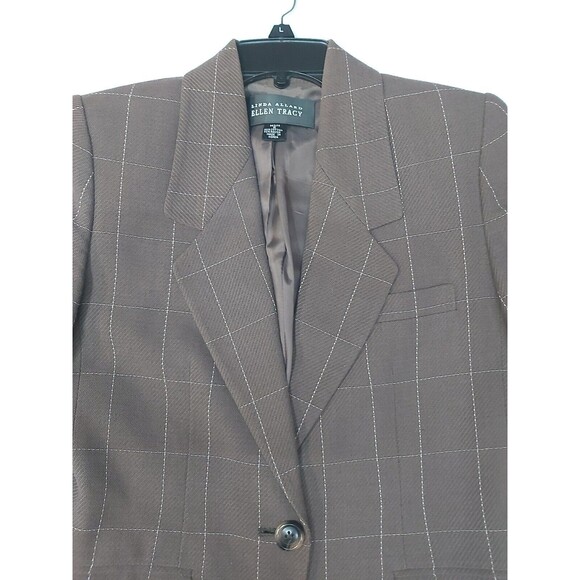 Ellen Tracy Women's Brown Square Stich Petite Blazer Size 2p - Picture 7 of 13